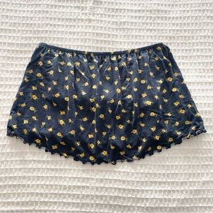 American Eagle navy and yellow floral flounce crop tube top size Medium